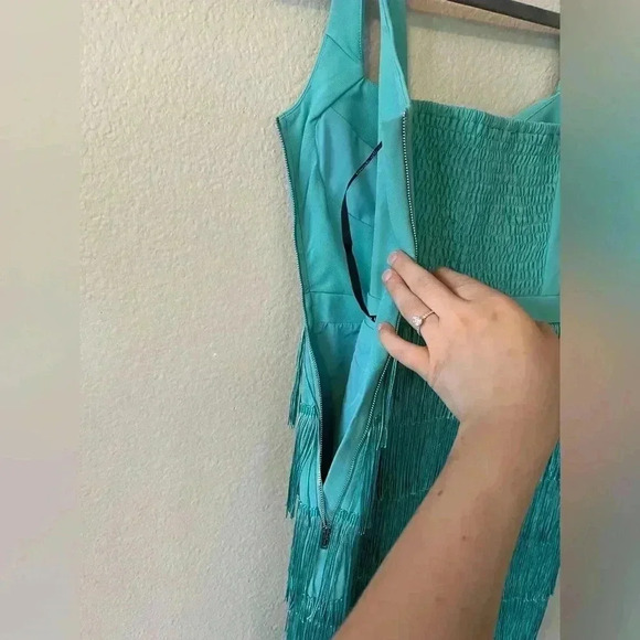 Lavish Alice Underwired Fringe Midi Dress in Aqua Women’s Size 2 NWOT - Picture 5 of 16